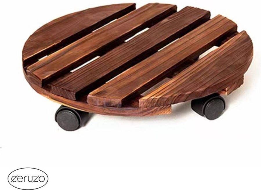 Ceruzo Plantentrolley met Wieltjes Rond 30 cm Hout