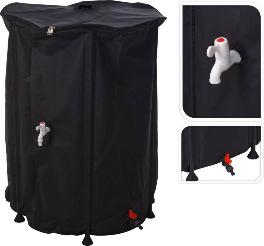 Ceruzo Regenton 500 liter Watertank- Vouwbaar 80x H 100 cm- Kraan-Tuinslangaansluiting-Ritssluiting voor snelle toegang