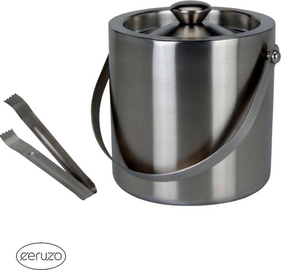 Ceruzo RVS IJsemmer met IJstang Dubbelwandig Roestvrijstaal 15 cm x 18 cm