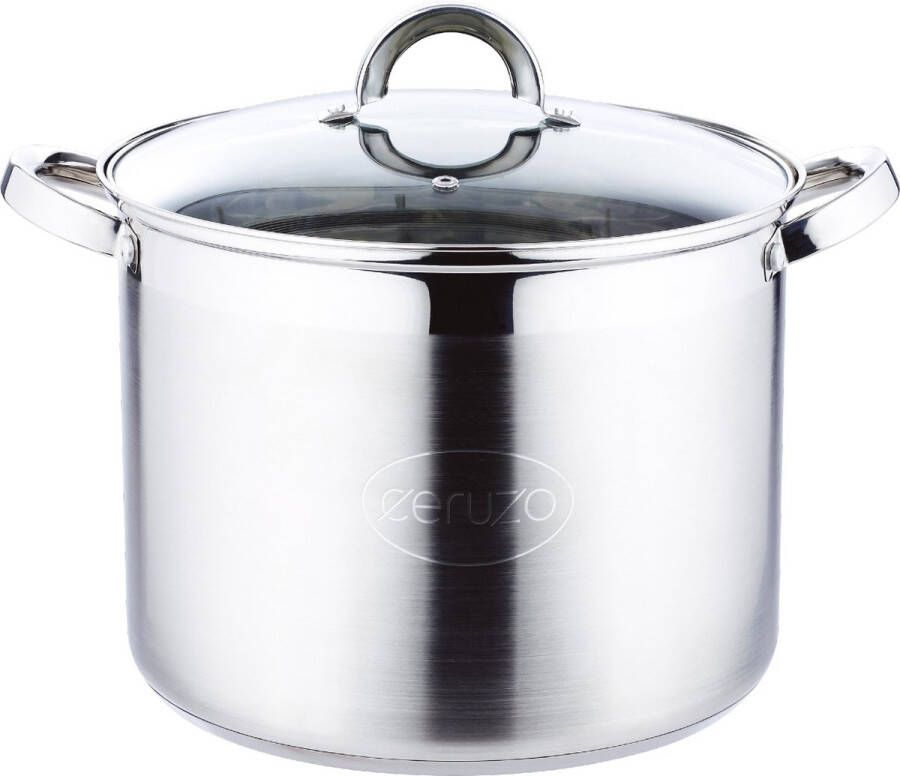 Ceruzo RVS Soeppan 12 liter Diameter 28 cm-H22 cm- Stamppot Pan- Inductie Maatverdeling