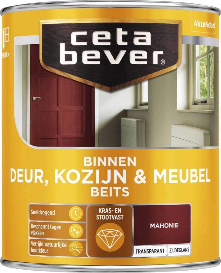 CetaBever Binnen Deur Kozijn & Meubel Beits Zijdeglans Mahonie 750 ml