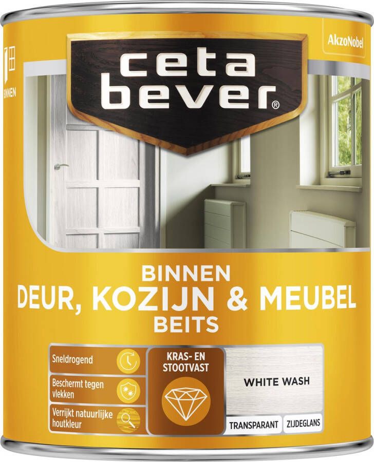 CetaBever Transparant Binnenbeits Deur & Kozijn Ac 0591 White Wash 750 Ml