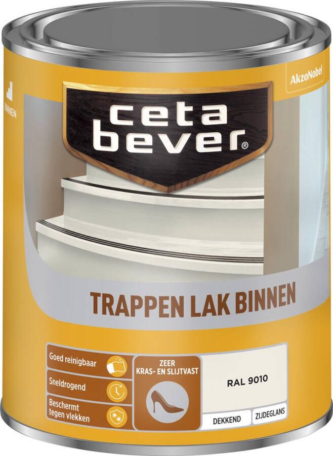 CetaBever Binnen Trappen Lak Zijdeglans Krasvast RAL 9010 750 ml