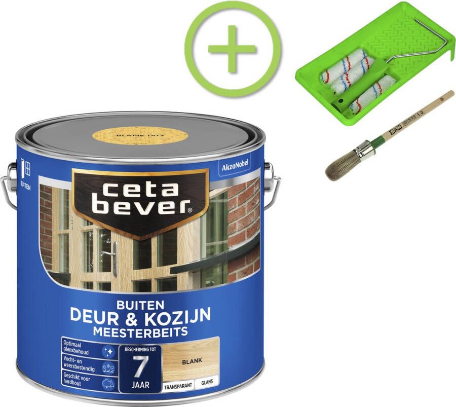 CetaBever Buiten Deur & Kozijn Meester Beits Glans Blank 2 5 liter Inclusief 6 delige beitsset