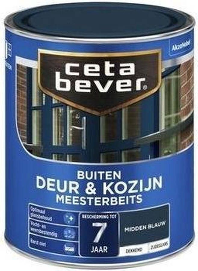 CetaBever Buiten Deur & Kozijn Meester Beits Zijdeglans Midden Blauw 750 ml