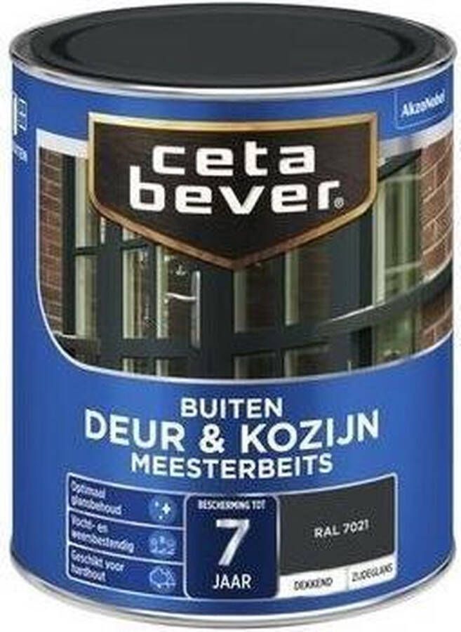 CetaBever Buiten Deur & Kozijn Meester Beits Zijdeglans RAL 7021 750 ml