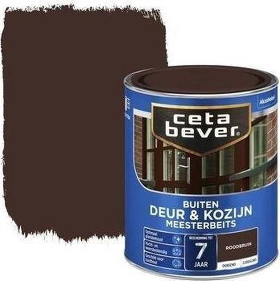 CetaBever Buiten Deur & Kozijn Meester Beits Zijdeglans Roodbruin 750 ml