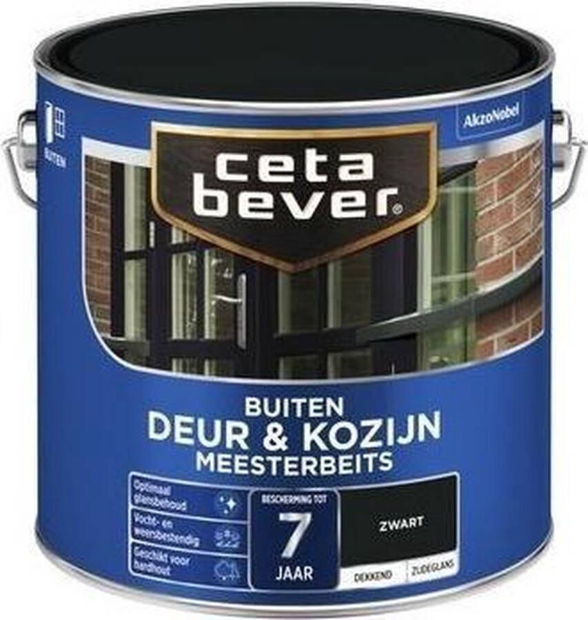 CetaBever Buiten Deur & Kozijn Meester Beits Zijdeglans Zwart 2 5 liter