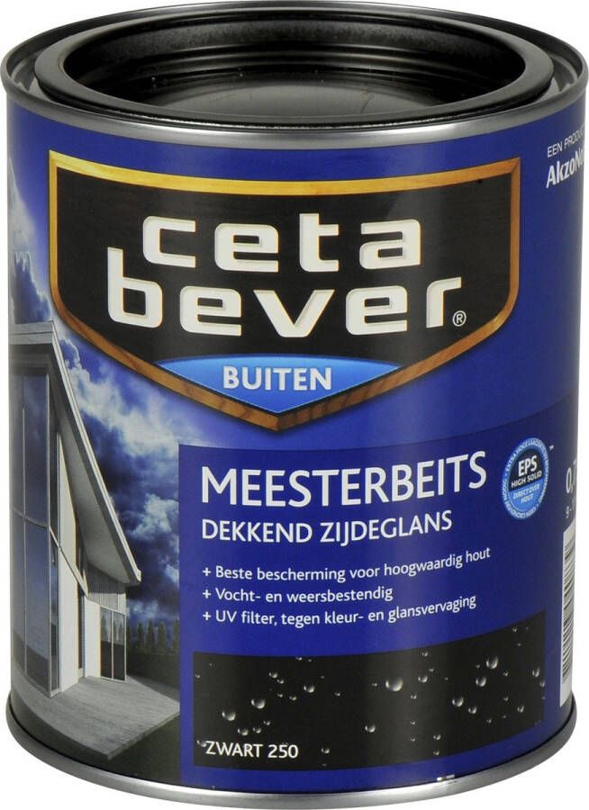 CetaBever Buiten Deur & Kozijn Meester Beits Zijdeglans Zwart 750 ml