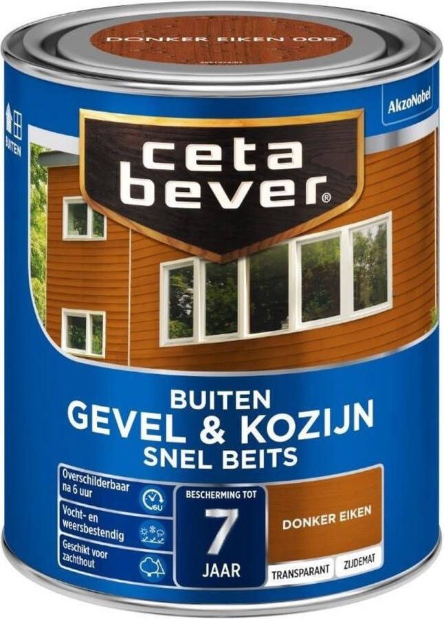 CetaBever Buiten Gevel & Kozijn Snel Beits Zijdemat Donker Eiken 750 ml