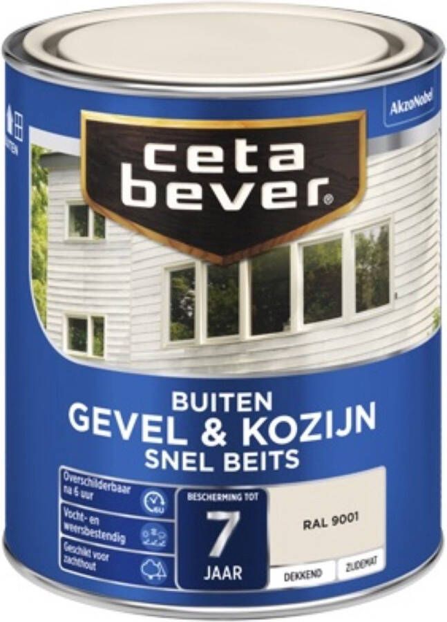 CetaBever Gevel & Kozijn Snel Beits Zijdemat RAL 9001 750 ml