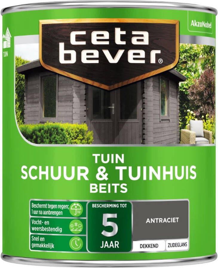 CetaBever Schuur & Tuinhuis Beits Zijdeglans Antraciet 750 ml