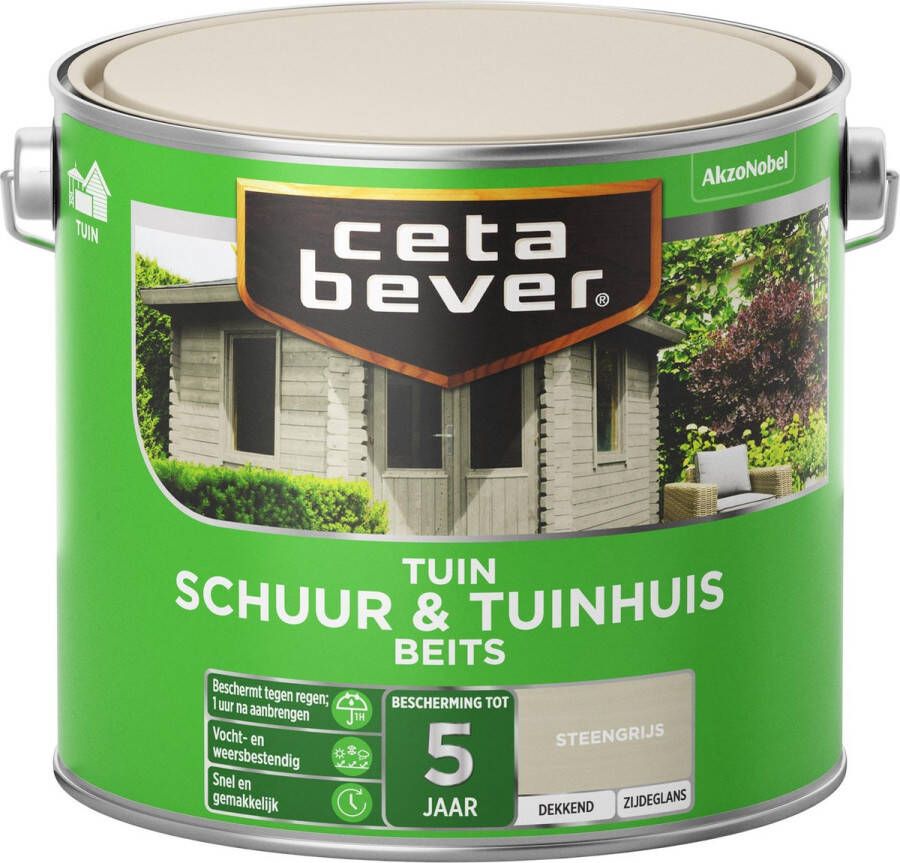 CetaBever Schuur & Tuinhuis Beits Zijdeglans Steengrijs 2 5 liter