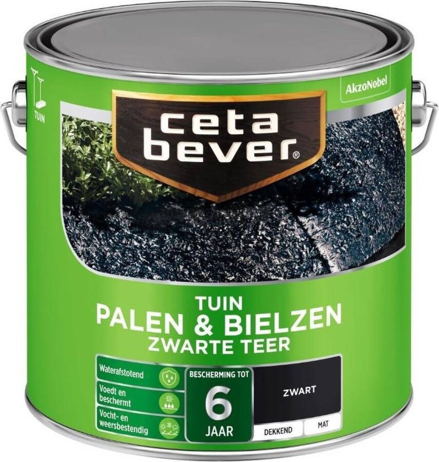 CetaBever Tuin Palen & Bielzen Beits Zijdeglans Zwarte 2 5 liter