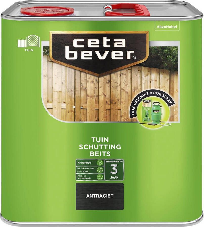 CetaBever Tuin Schutting Beits Waterafstotend Antraciet 2 5 liter