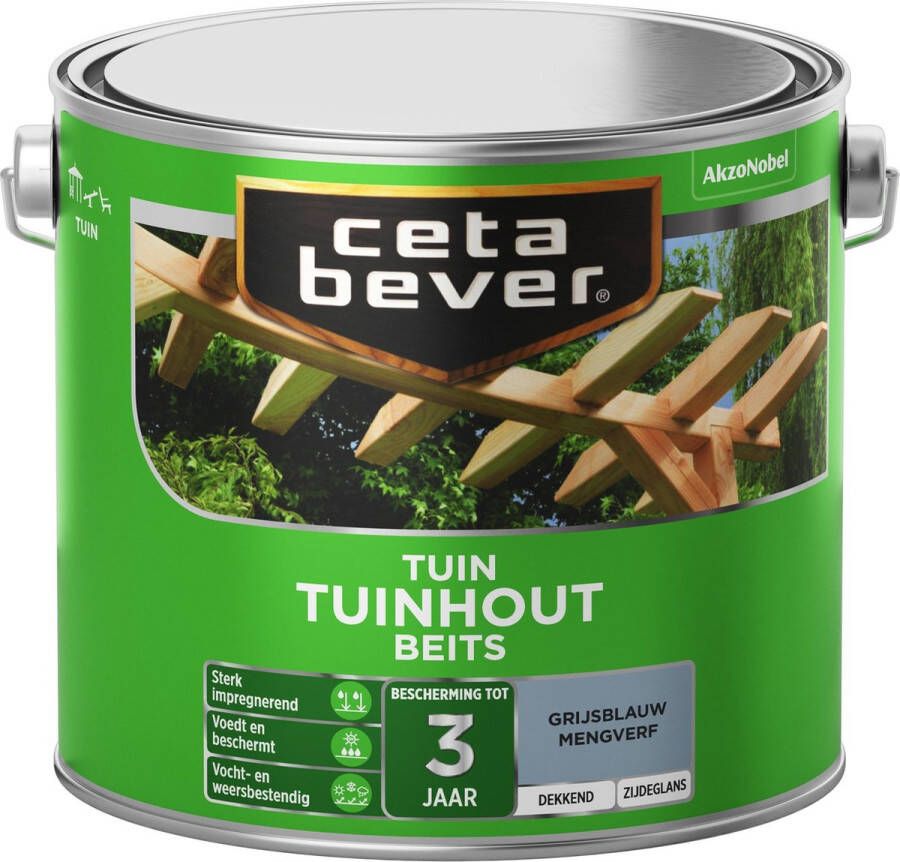 CetaBever Tuinhout Beits Zijdeglans Grijsblauw 2 5 liter