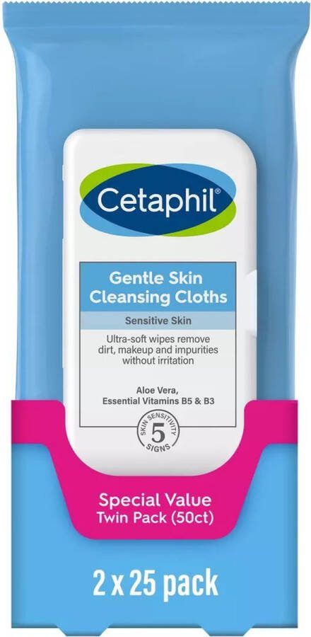 Cetaphil Gentle Skin Cleansing Cloths Sensitive Skin Fragrance Free 50 Reinigingsdoekjes Make-up Remover Doekjes