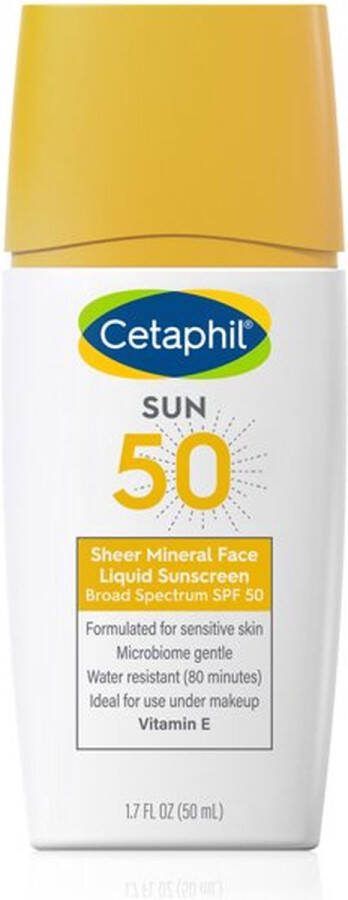Cetaphil Pure Mineral Face Liquid Sunscreen Zonnebrand crème SPF 50