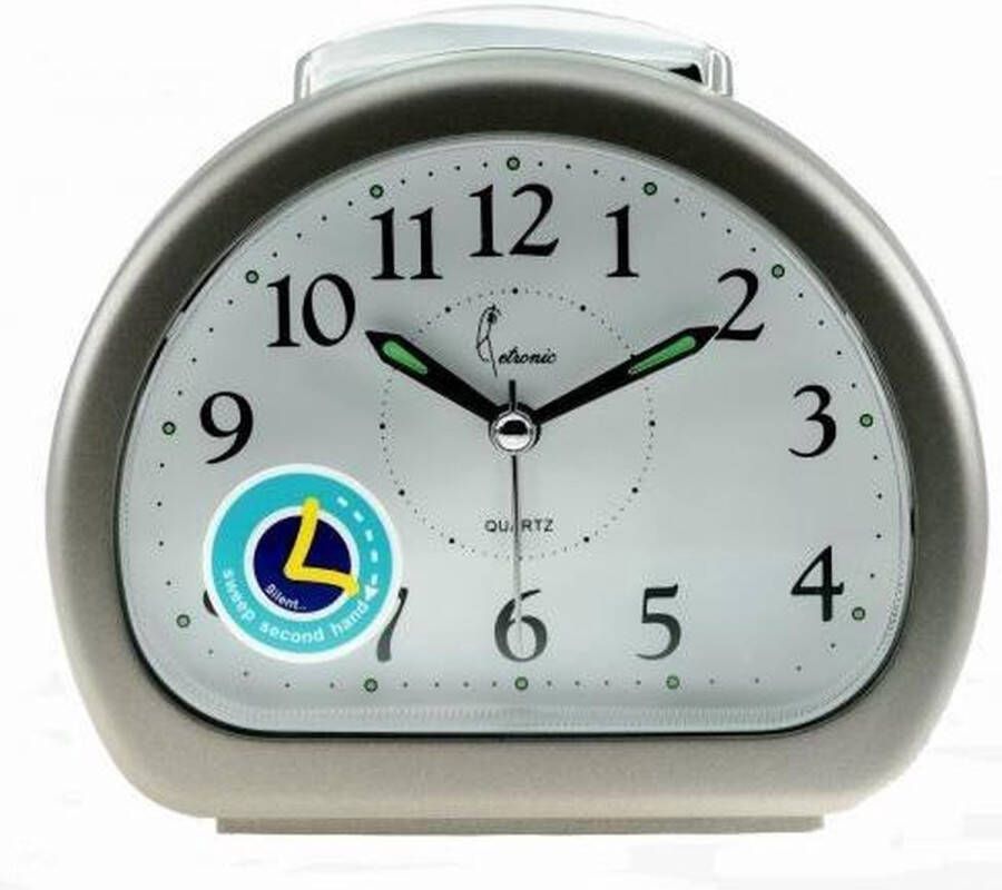 Cetronic wekker klok met Bel alarm en geluidloos uurwerk Grijs