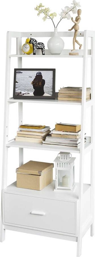 CGPN ladderrek boekenkast badkamerrek met planken en lade in wit B 64 cm