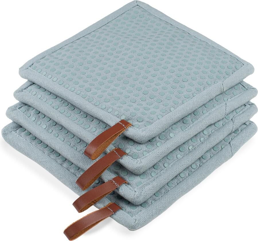 CH&F Pannenlap met Pocket 4 stuks Siliconen Dots Dove Pannenlap Lichtgrijs 20x20cm