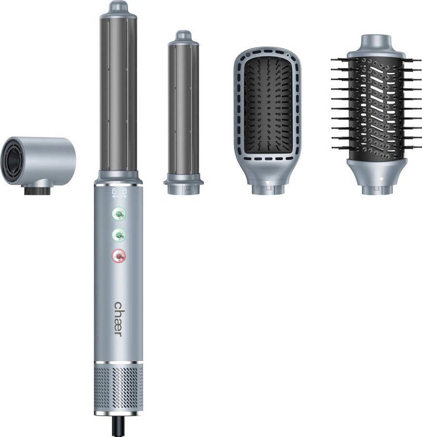 Chaer Multistyler Pro Föhn en Multistyler met 5 Opzetstukken Airstyler Föhn Volume- en Stijlborstel Inclusief Handschoen Light Blue