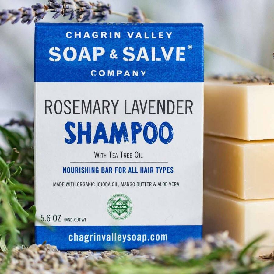 Chagrin Valley Soap and Salve Gift Set – 100 % Natuurlijke Rosemary Lavender Shampoo Bar met duurzaam houten zeepbakje Chagrin Valley Gift set Natural –- luxury Shampoo – Aanbieding !!!