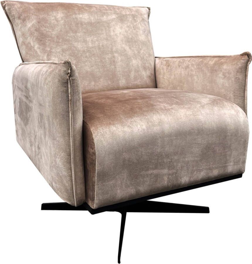 Livingfurn Draaibare Fauteuil 'Philippe' Velvet kleur Beige