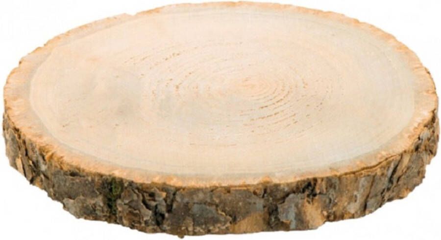 CHAKS Decoratie boomschijf met schors hout D24 x H2 cm rond Onderborden kaarsenplateaus