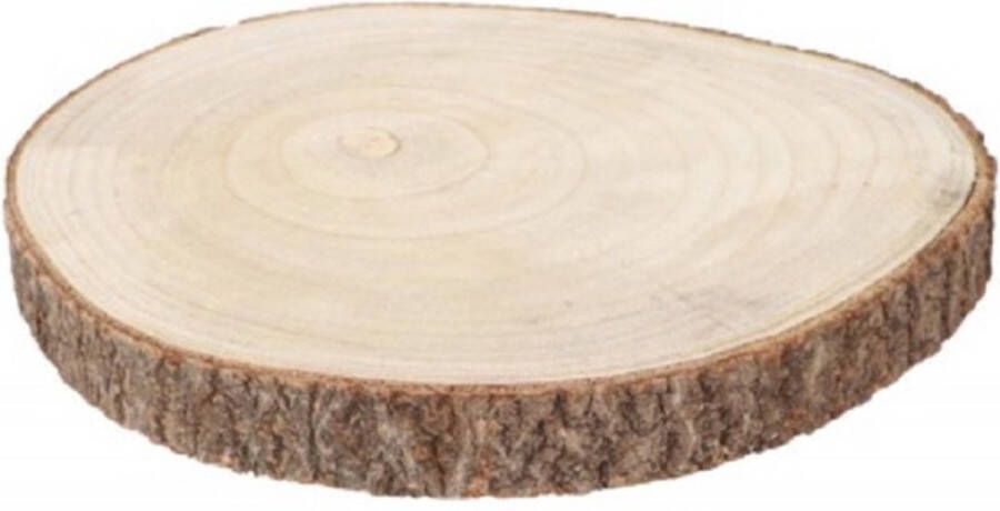 CHAKS Decoratie boomschijf met schors hout D34 x H4 cm rond Onderborden kaarsenplateaus