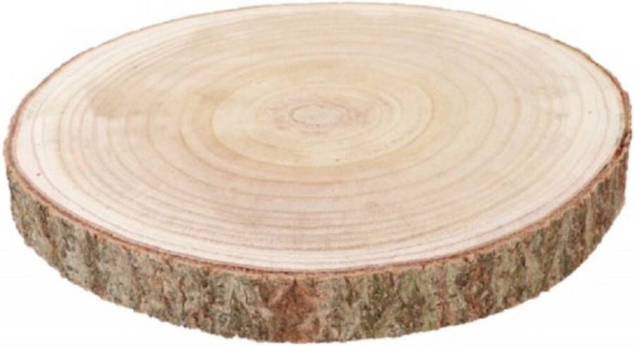 CHAKS Decoratie boomschijf met schors hout D38 x H4 cm rond Onderborden kaarsenplateaus