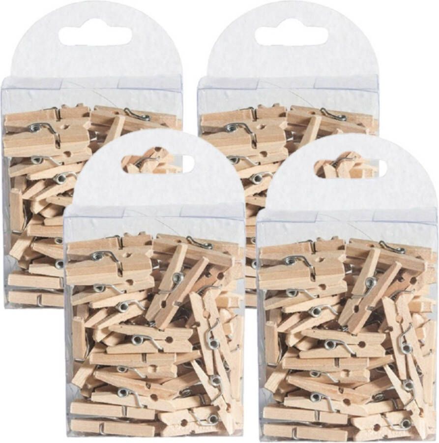 CHAKS Hobby mini wasknijpers 200x naturel hout- 2 5 cm