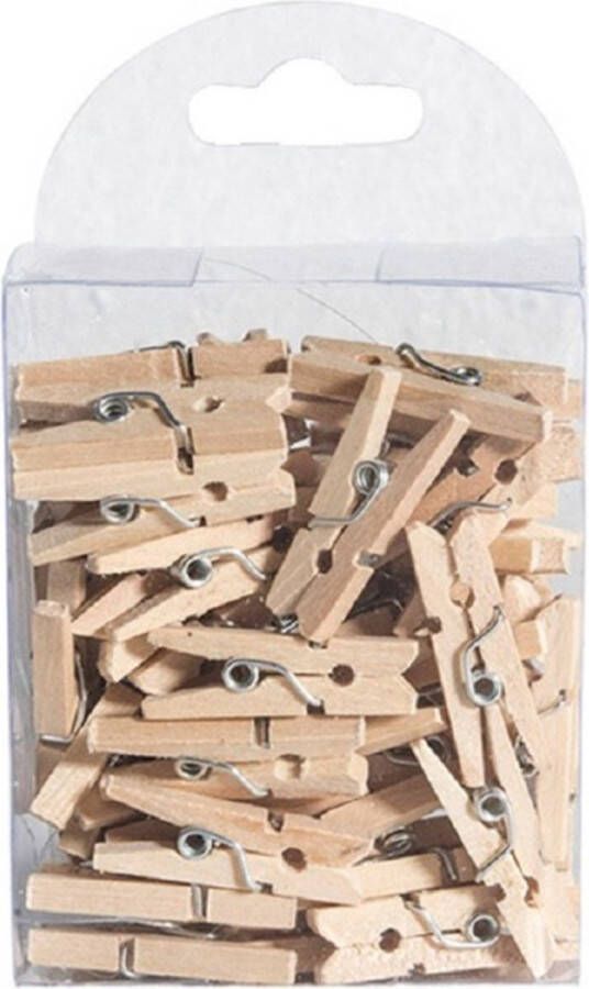 CHAKS Hobby mini wasknijpers 50x naturel hout- 2 5 cm