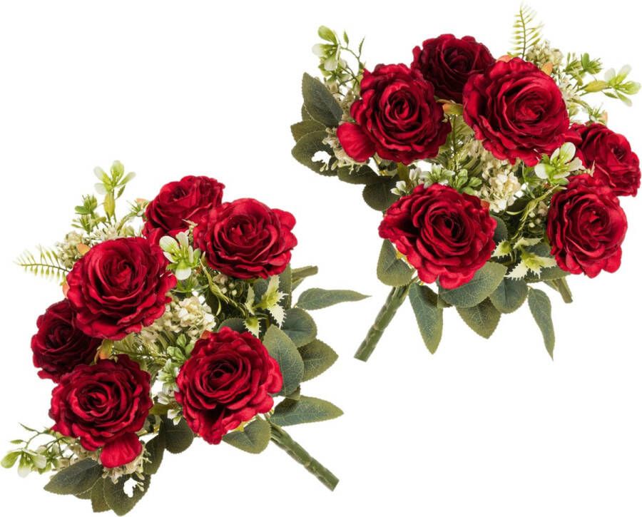 CHAKS Huwelijksboeket Rozen kunstbloemen 2x rood H43 cm
