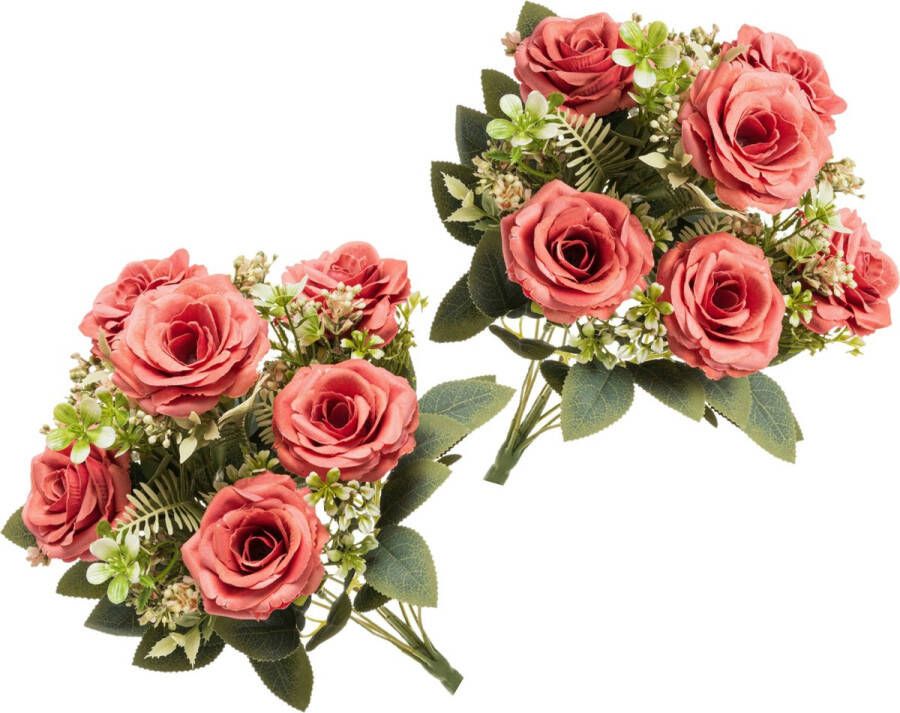 CHAKS Huwelijksboeket Rozen kunstbloemen 2x roze H43 cm