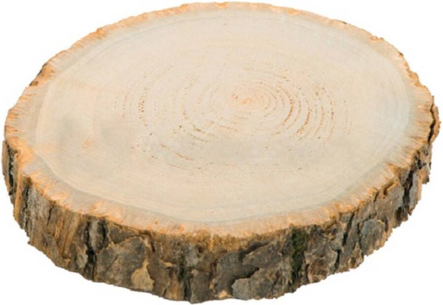 Chaks Kaarsenplateau boomschijf met schors hout D26 x H4 cm rond Kaarsenplateaus