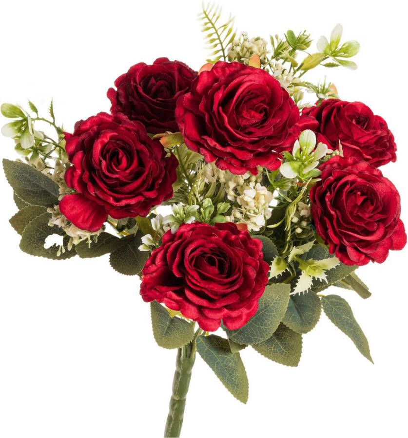 Chaks Huwelijksboeket Rozen kunstbloemen rood H43 cm Kunstbloemen