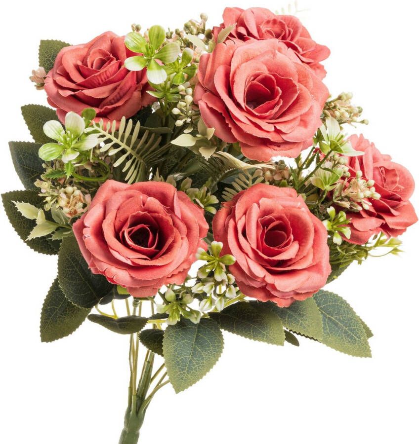 Chaks Huwelijksboeket Rozen kunstbloemen roze H43 cm Kunstbloemen