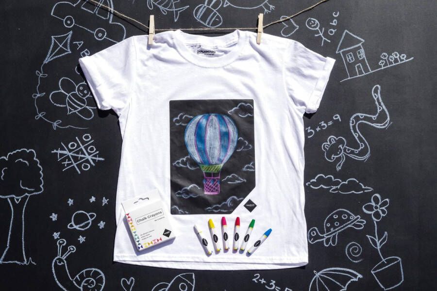 Chalkboard Apparel Krijtbord T-shirt voor Kinderen met Krijtjes Wit