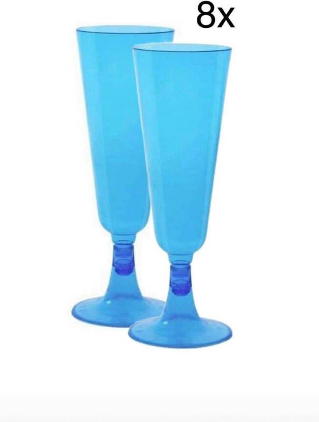 Champagneglas Champagne Glazen Metallic Neon Blauw 8 stuks champagneglazen wijnglazen