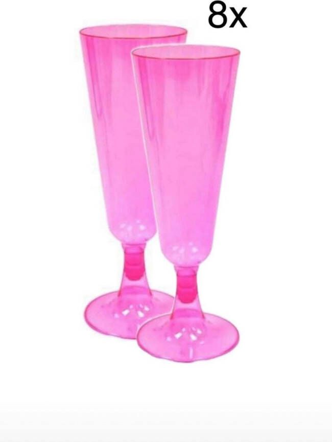 Champagneglas Champagne Glazen Metallic Neon Roze 8 stuks champagneglazen wijnglazen