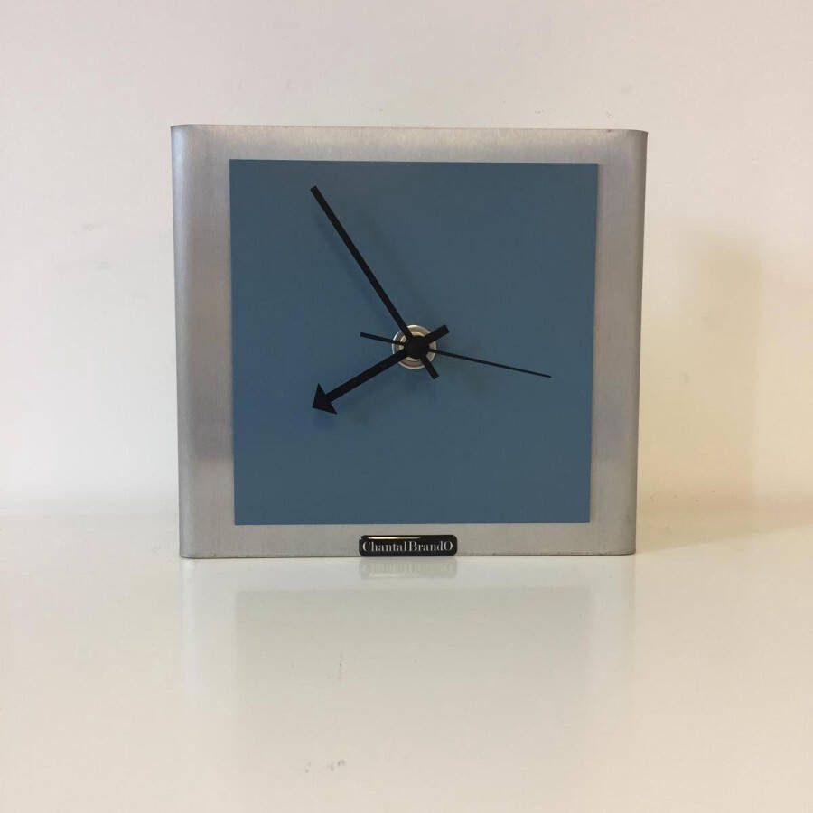 Chantalbrando Tafelklok RVS NIKE DESIGN STEEL BLUE SQUERE