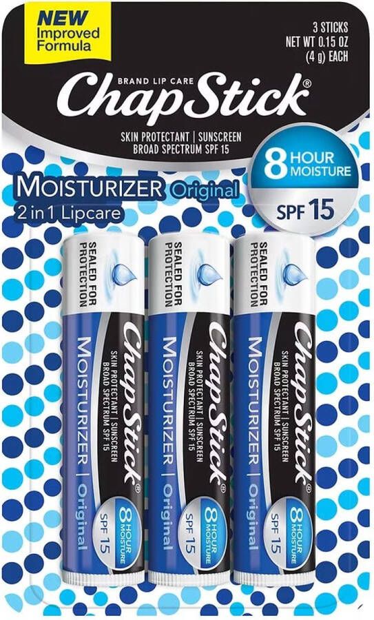 ChapStick Lip Moisturizer Skin Protectant Lip Balm Tubes Lippenbalsem SPF 15 Original