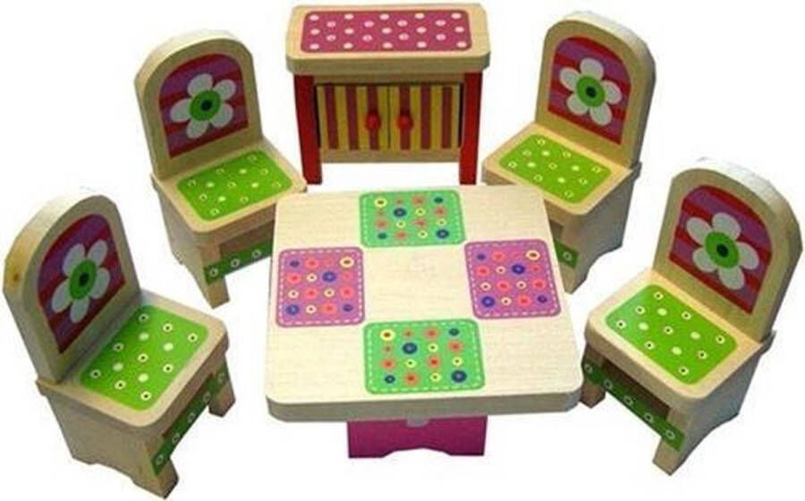 Charl's Toys Houten poppenhuis meubeltjes eetkamer CharlsToys
