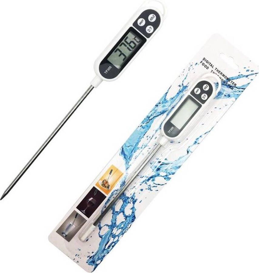 Cheapass Digitale Vleesthermometer BBQ thermometer Voedselthermometer vlees meten temperatuur vloeistof meten wit zwart