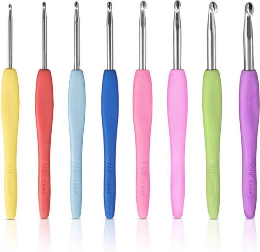 Cheapass Ergonomische haaknaalden set Haaknaald Softgrip Verschillende maten 2 5 mm tot 6 mm 8-delig