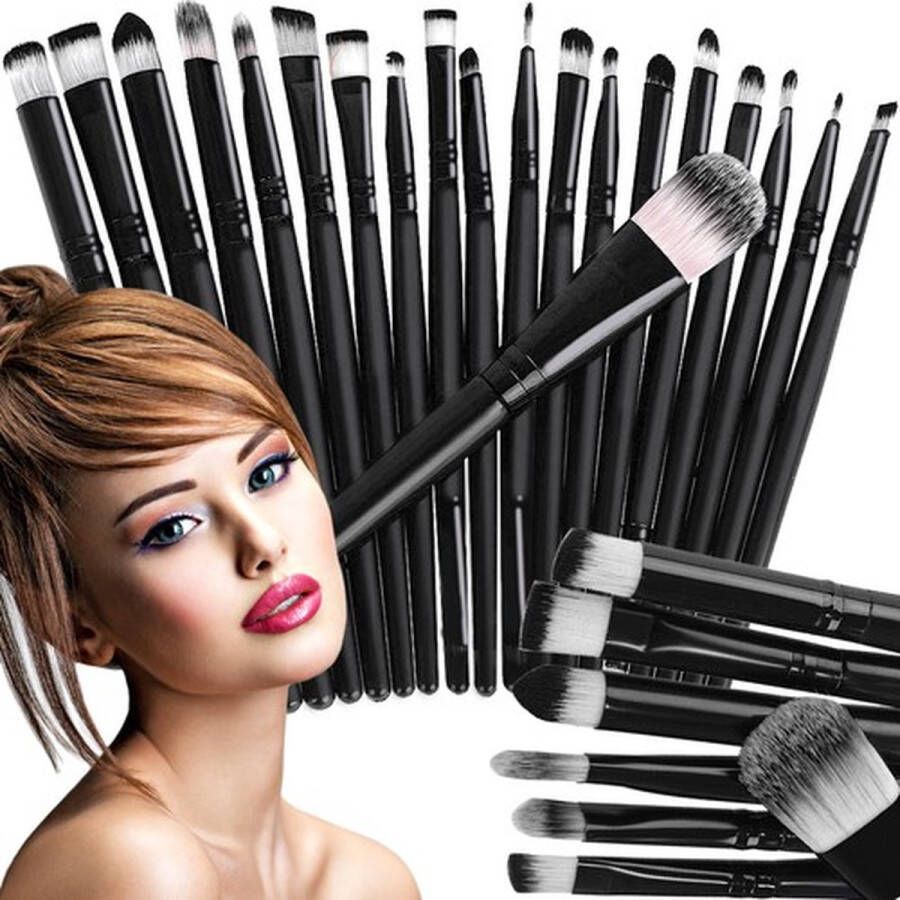 Cheaperito 20-Delige Make-up Kwastenset I Professionele Make-up Kwasten I Makeup Brushes I Zwart