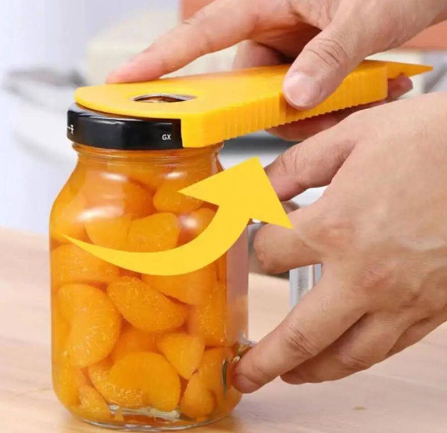Cheaperito 4 in 1 Dekselopener I Potopener I Fles Opener I Keuken Hulp Opener I Blik Opener I Bierfles Opener I Grip Opener I Geel