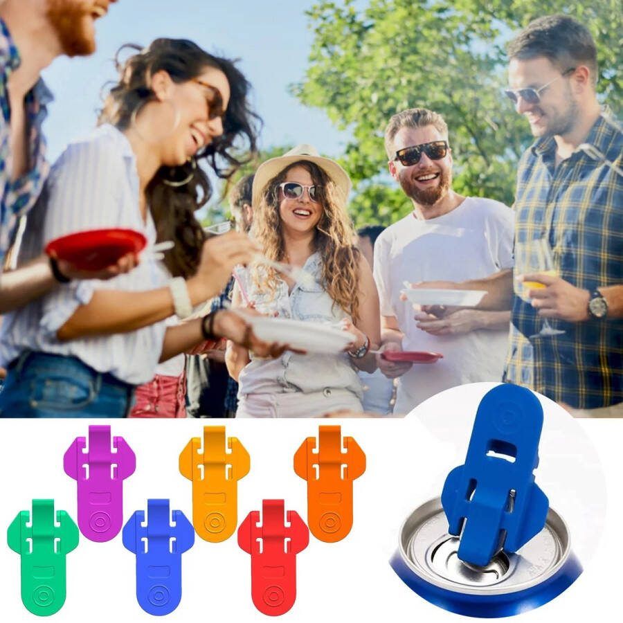 Cheaperito 6 x Blikjesopener& Blikjes Sluiter In 1 I Reumatische Blikopener I Can Lock I Blikjesopener I Kunststof I Anti Insect I Kleur Willekeurig