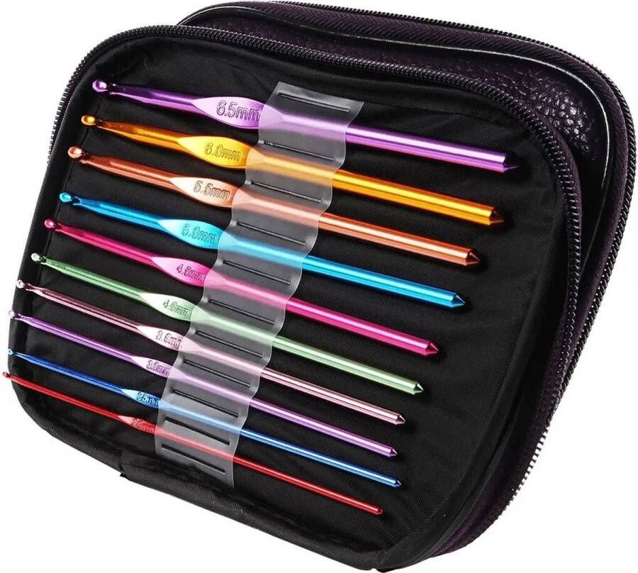 Cheaperito Aluminium Haaknaalden Set 22-Delig I Haakpakket I Crochet Set I Meerdere Kleuren I Breiden I Inclusief Luxe Opbergetui